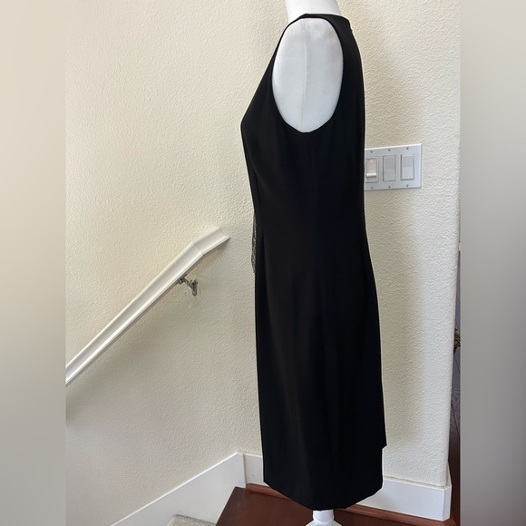 TAHARI ASL Women's Black Metallic-ruffle Cocktail Sheath Dress Reg $128 Size 10 - Picture 5 of 11